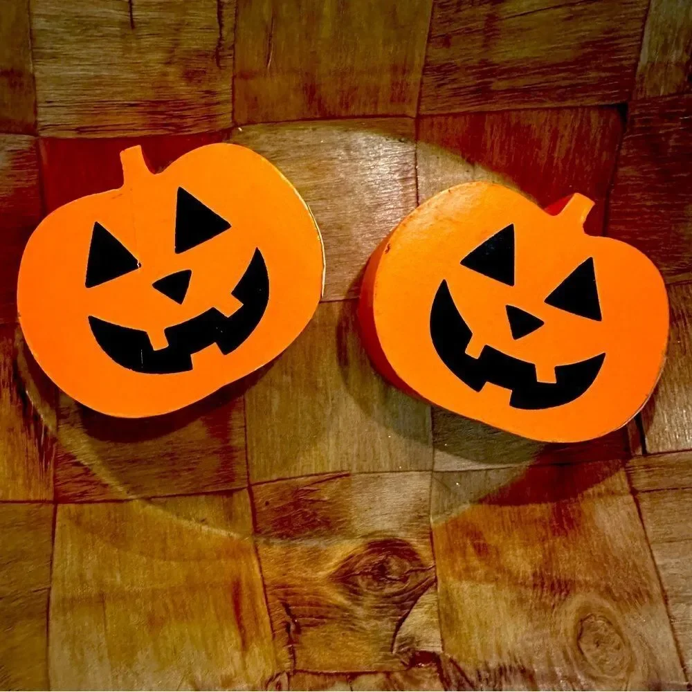 Jack O' Lantern Pumpkin Halloween Wooden Decor Farmhouse Fall Tray Shelf Sitter